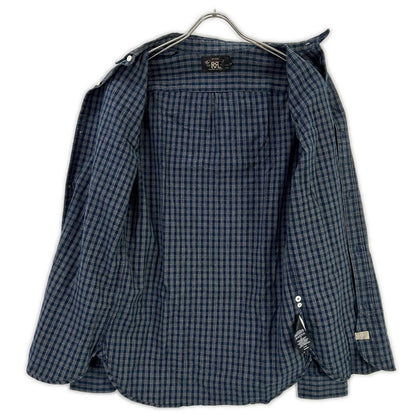 RRL Indigo Dye Check Long Sleeve Shirt Blue Size XS