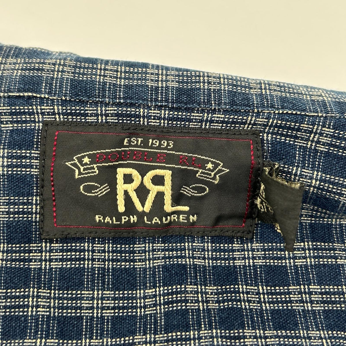 RRL Indigo Dye Check Long Sleeve Shirt Blue Size XS