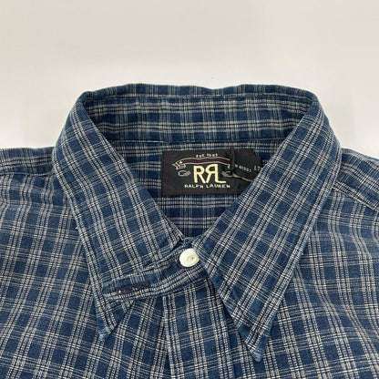 RRL Indigo Dye Check Long Sleeve Shirt Blue Size XS