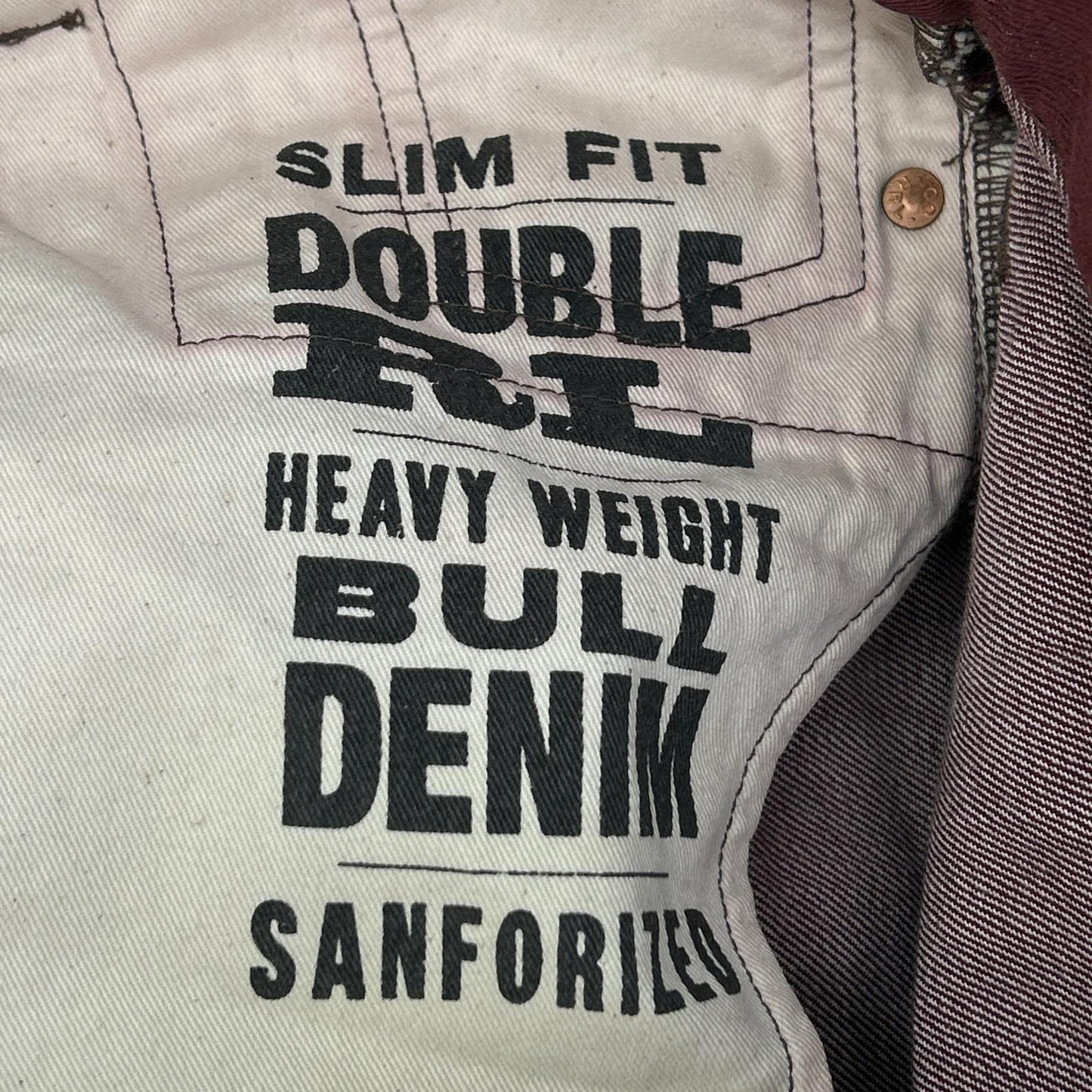 RRL Heavy Weight Bull Denim Jeans Bordeaux Size 29×30