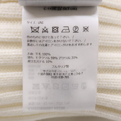 MONCLER Wool Logo Patch Pom-pom Knit Hat White Size ONE SIZE