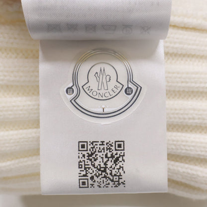MONCLER Wool Logo Patch Pom-pom Knit Hat White Size ONE SIZE