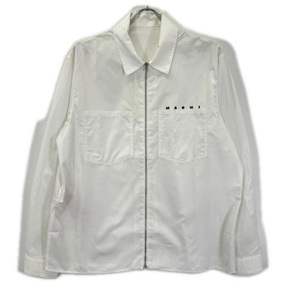 MARNI White Cotton Zip-up Shirt Size 44