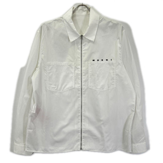 MARNI White Cotton Zip-up Shirt Size 44
