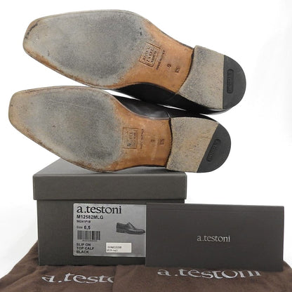 a.testoni Swirl Moc Calf Leather Shoes Brown Loafers Size 6.5