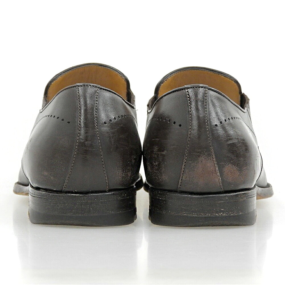 a.testoni Swirl Moc Calf Leather Shoes Brown Loafers Size 6.5