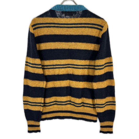 MARNI Navy Brown Wool Border Knit Sweater Size 44
