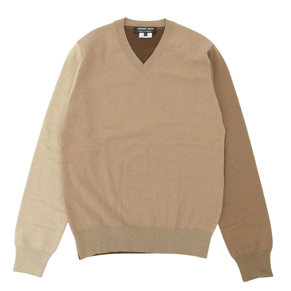 COMMEdesGARCONS HOMME DEUX Brown Pattern V-Neck Knit Size S