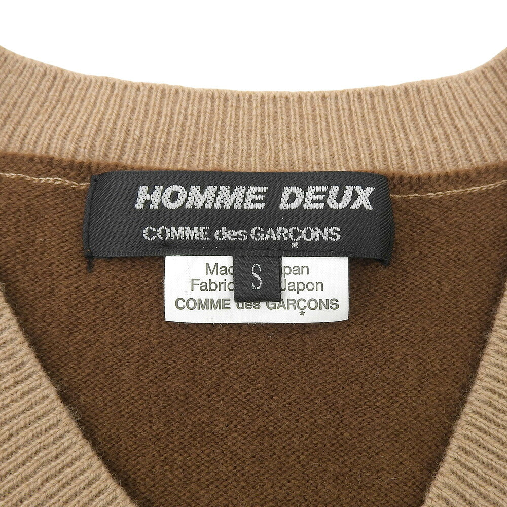 COMMEdesGARCONS HOMME DEUX Brown Pattern V-Neck Knit Size S