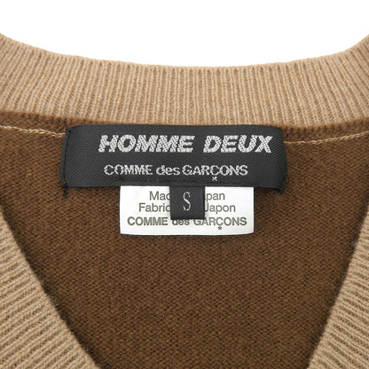 COMMEdesGARCONS HOMME DEUX Brown Pattern V-Neck Knit Size S