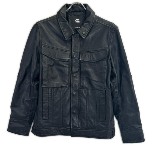 G-STAR RAW Black Vodan 3D Slim Leather Jacket Size S
