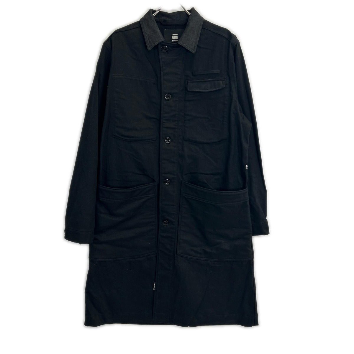 G-STAR RAW Black Patched Pocket Denim Trench Coat Size M