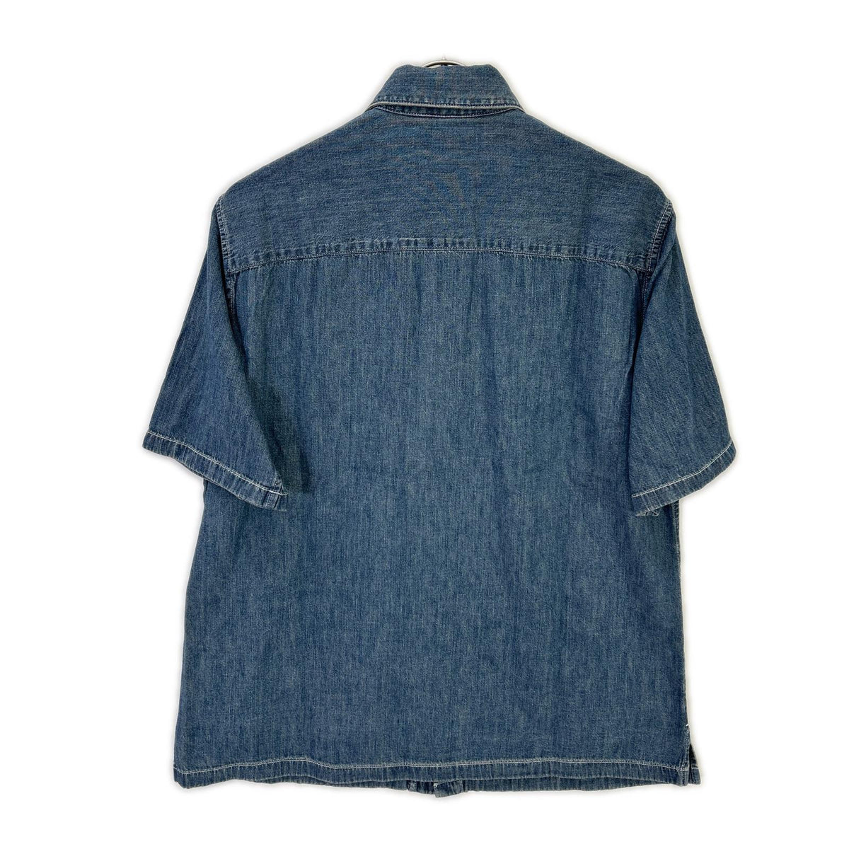 CELINE Union Ocean Wash Denim Short Shirt Blue Size XS