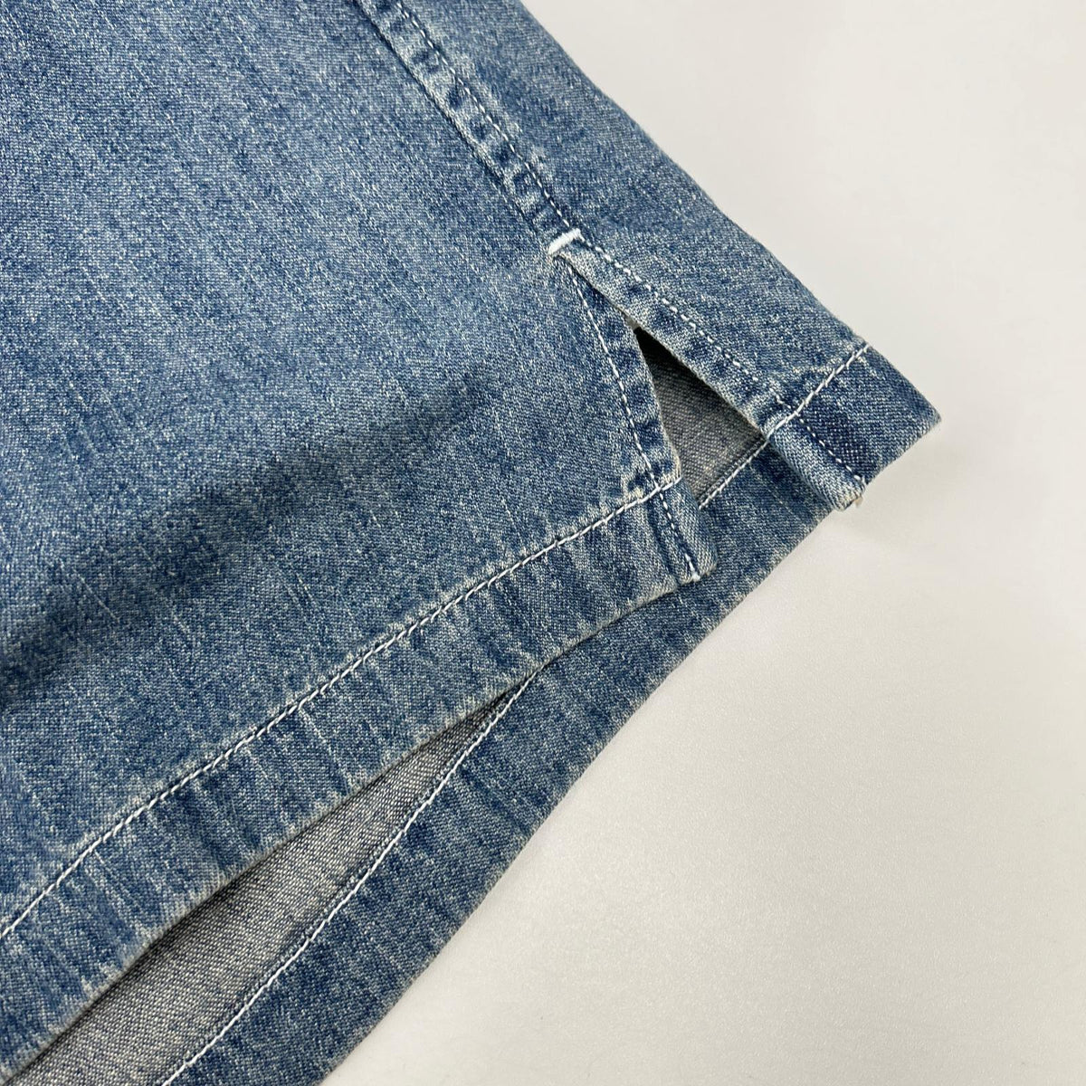 CELINE Union Ocean Wash Denim Short Shirt Blue Size XS