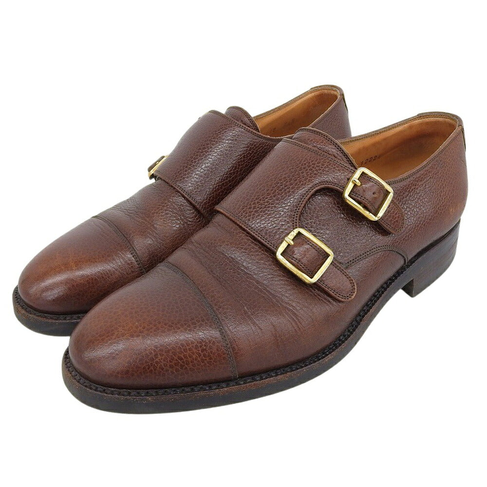 YANKO Double Monk Grain Leather Shoes Brown Sneakers Size 24.5