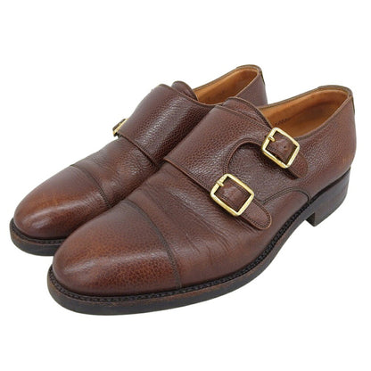 YANKO Double Monk Grain Leather Shoes Brown Sneakers Size 24.5
