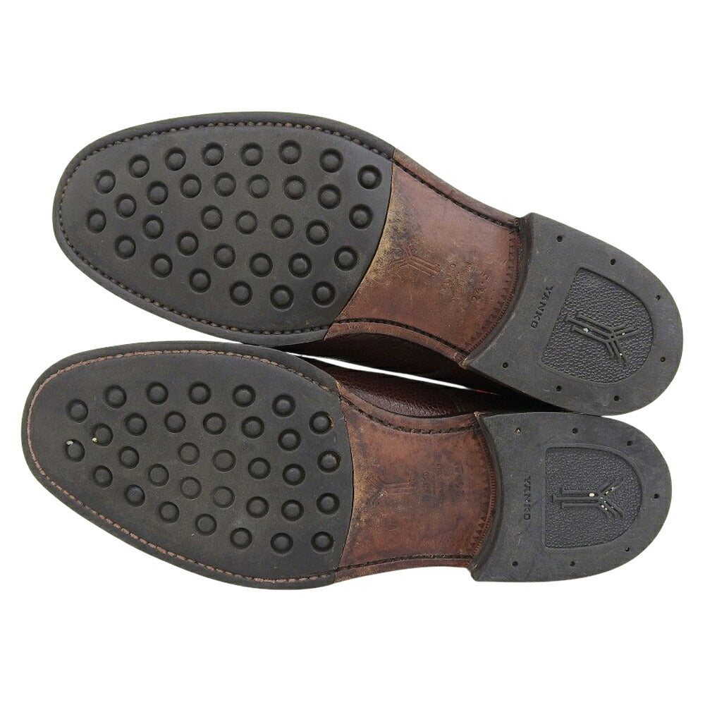 YANKO Double Monk Grain Leather Shoes Brown Sneakers Size 24.5