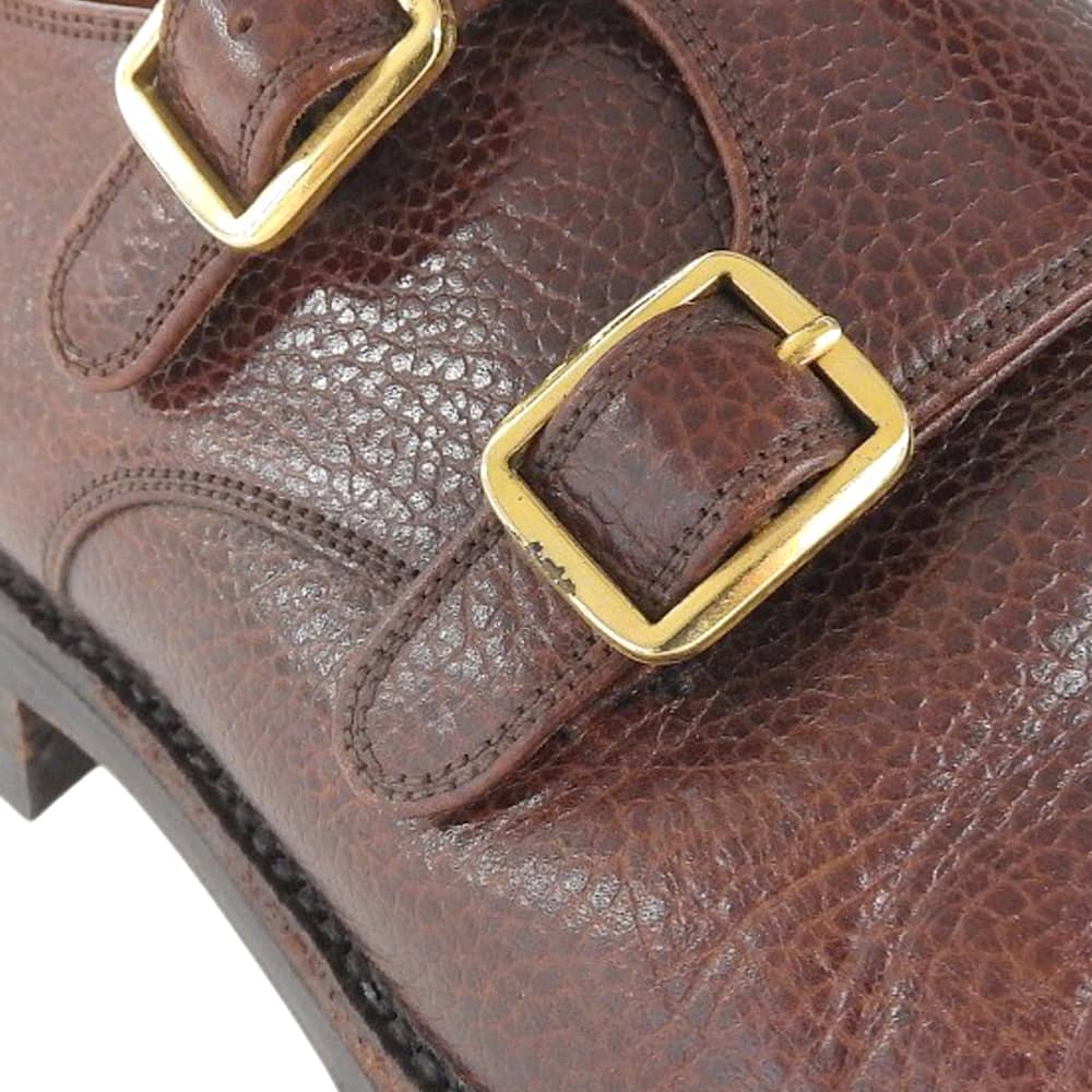YANKO Double Monk Grain Leather Shoes Brown Sneakers Size 24.5