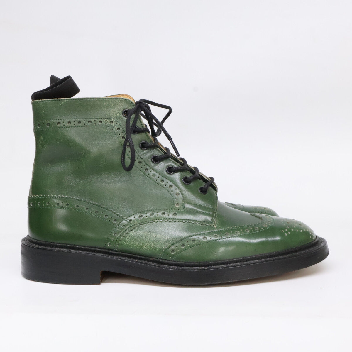 Tricker's 90s Malton Brogue Country Boots Green Size 8