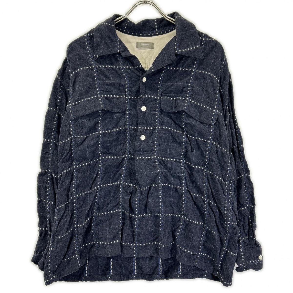 PSEUDOS Navy Rayon OC Pullover Shirt Size 1