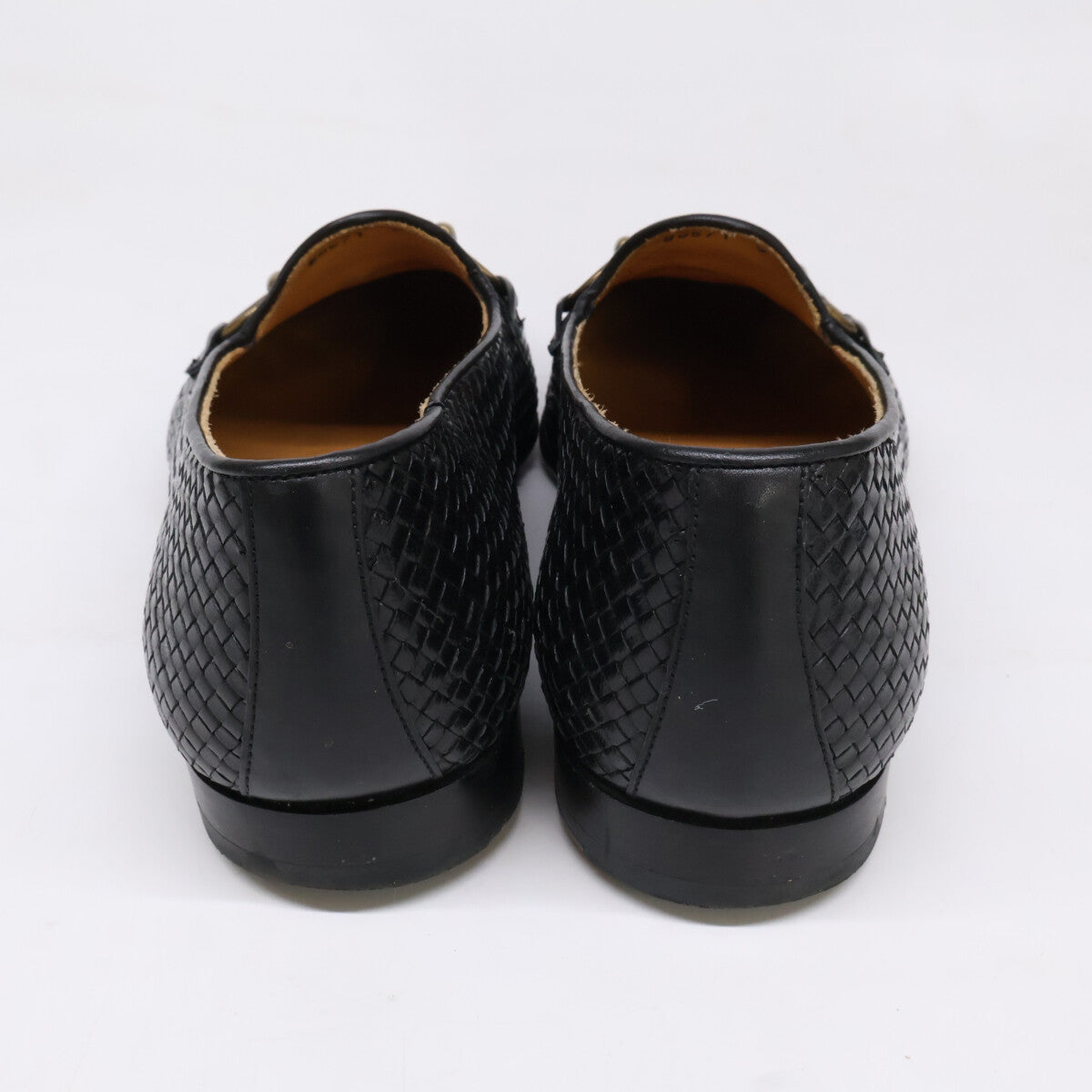 CARMINA Horsebit Intrecciato Leather Loafers Black Size 7