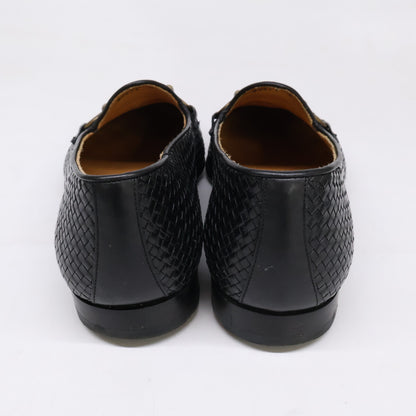 CARMINA Horsebit Intrecciato Leather Loafers Black Size 7