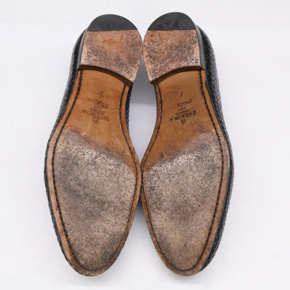 CARMINA Horsebit Intrecciato Leather Loafers Black Size 7