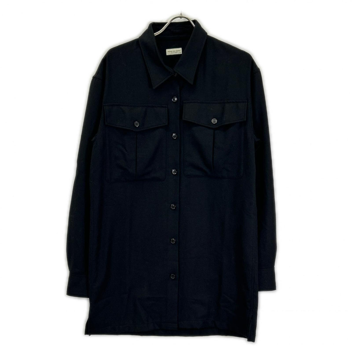 DRIES VAN NOTEN Black cross tris Wool Shirt Size XS