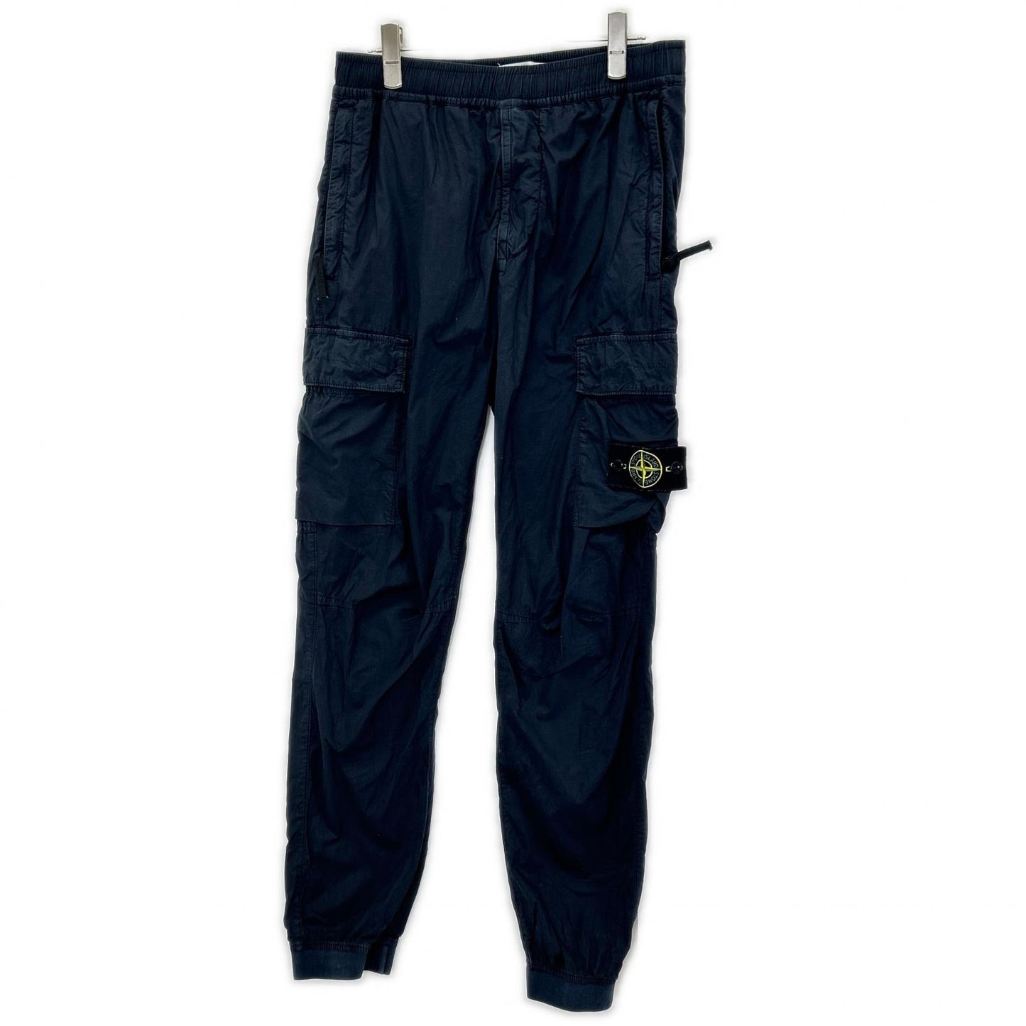 STONE ISLAND Logo Patch Tapered Cargo Pants Navy Size W29