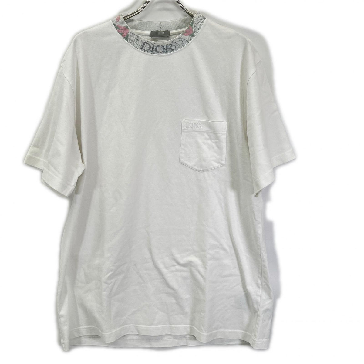 DIOR Embroidered Neck Chest Pocket T-Shirt White Size XXL