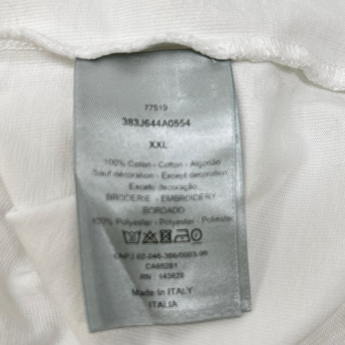 DIOR Embroidered Neck Chest Pocket T-Shirt White Size XXL