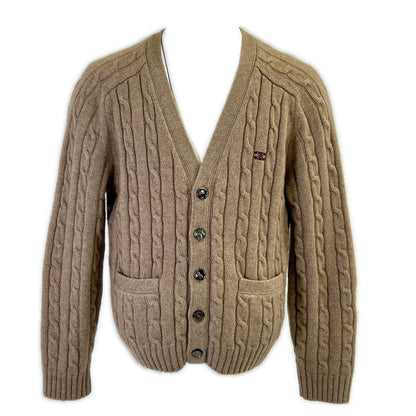 CELINE 23AW Triomphe Cable Knit Cardigan Brown Size L