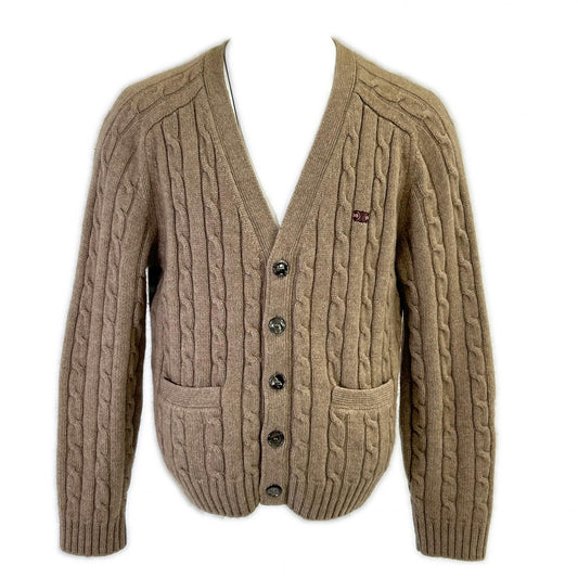 CELINE 23AW Triomphe Cable Knit Cardigan Brown Size L