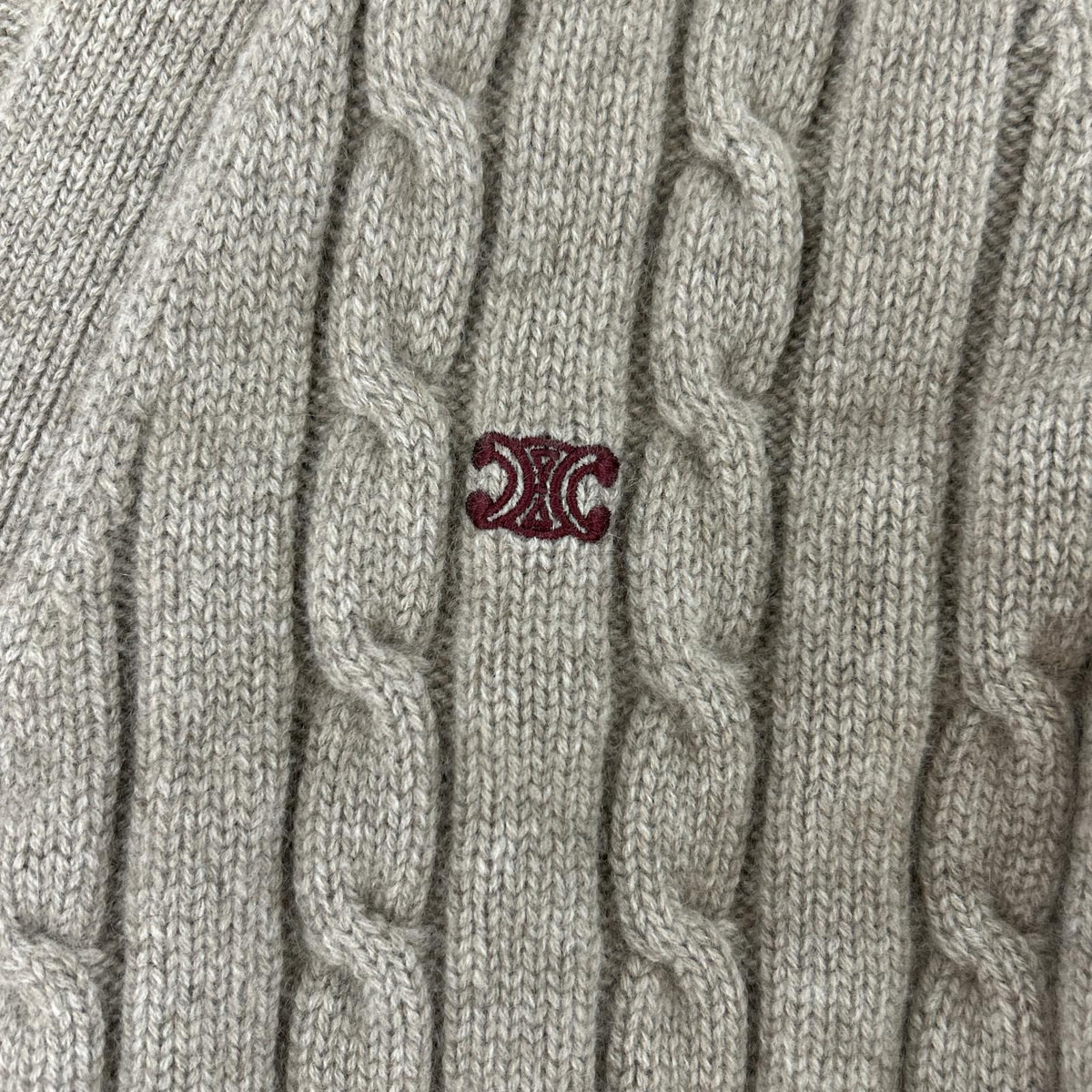 CELINE 23AW Triomphe Cable Knit Cardigan Brown Size L