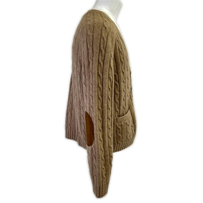 CELINE 23AW Triomphe Cable Knit Cardigan Brown Size L