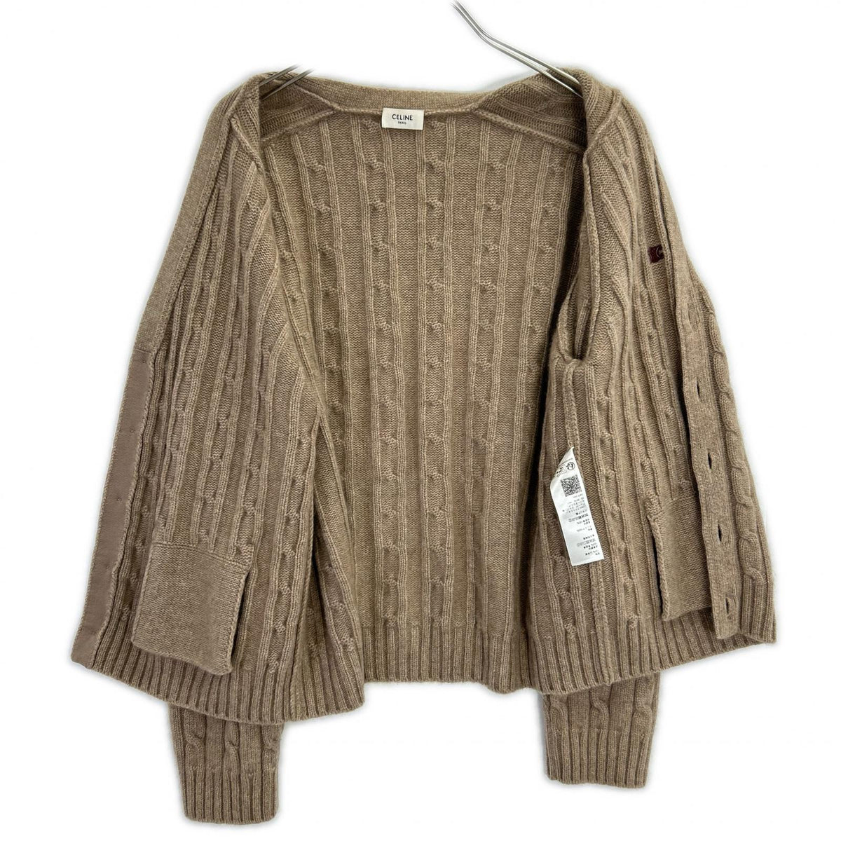 CELINE 23AW Triomphe Cable Knit Cardigan Brown Size L