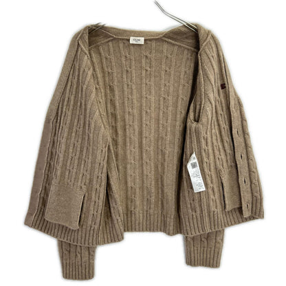 CELINE 23AW Triomphe Cable Knit Cardigan Brown Size L