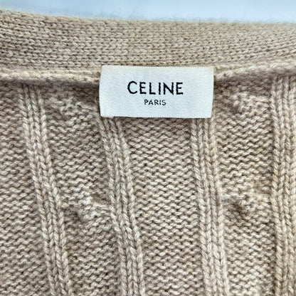 CELINE 23AW Triomphe Cable Knit Cardigan Brown Size L