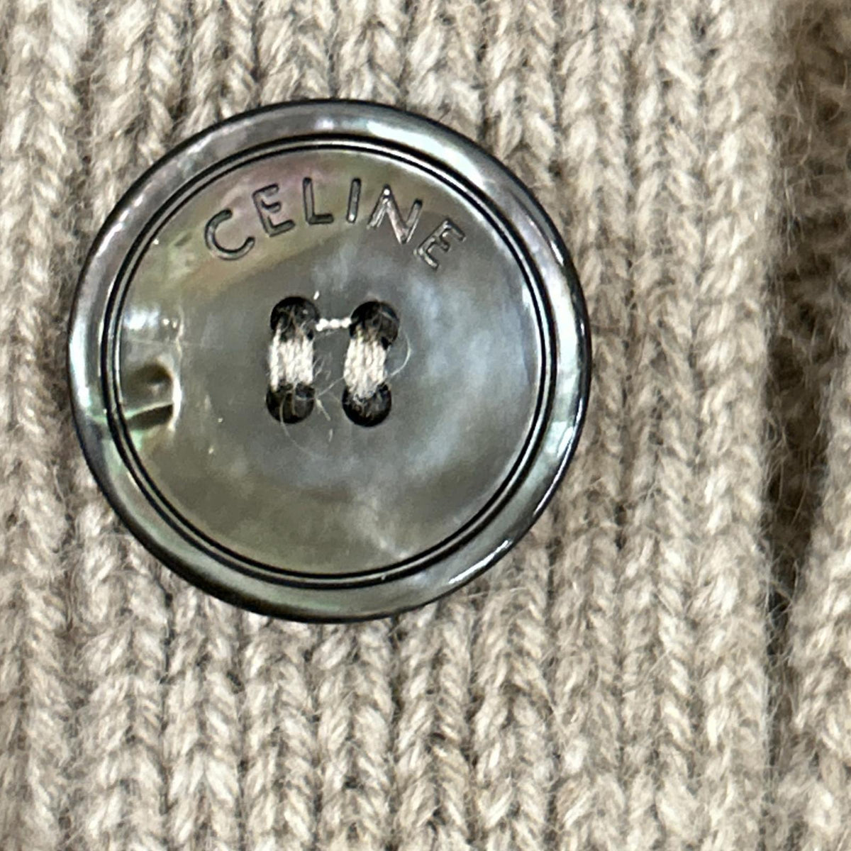CELINE 23AW Triomphe Cable Knit Cardigan Brown Size L
