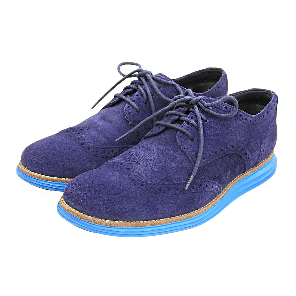 COLE HAAN LunarGrand Wingtip Suede Sneakers Navy Size 10(US)