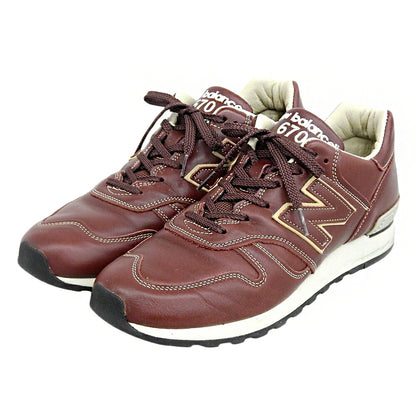 NEW BALANCE M670BRN UK Leather Sneakers Brown Size 10