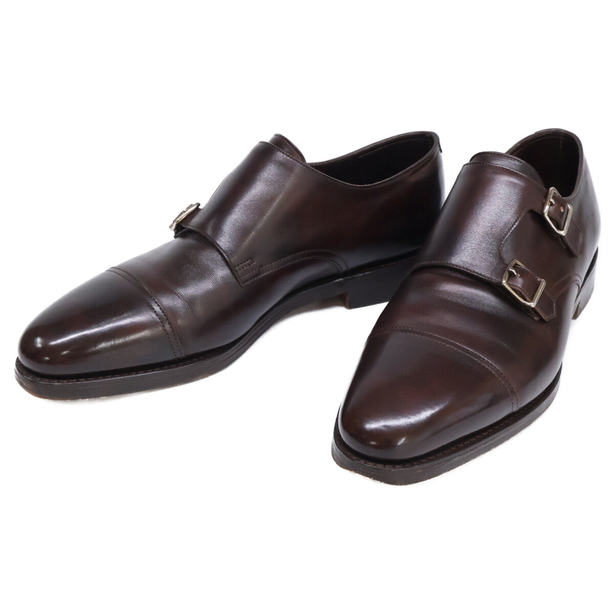 JOHNLOBB William Leather Double Monk Shoes Brown Size UK 9