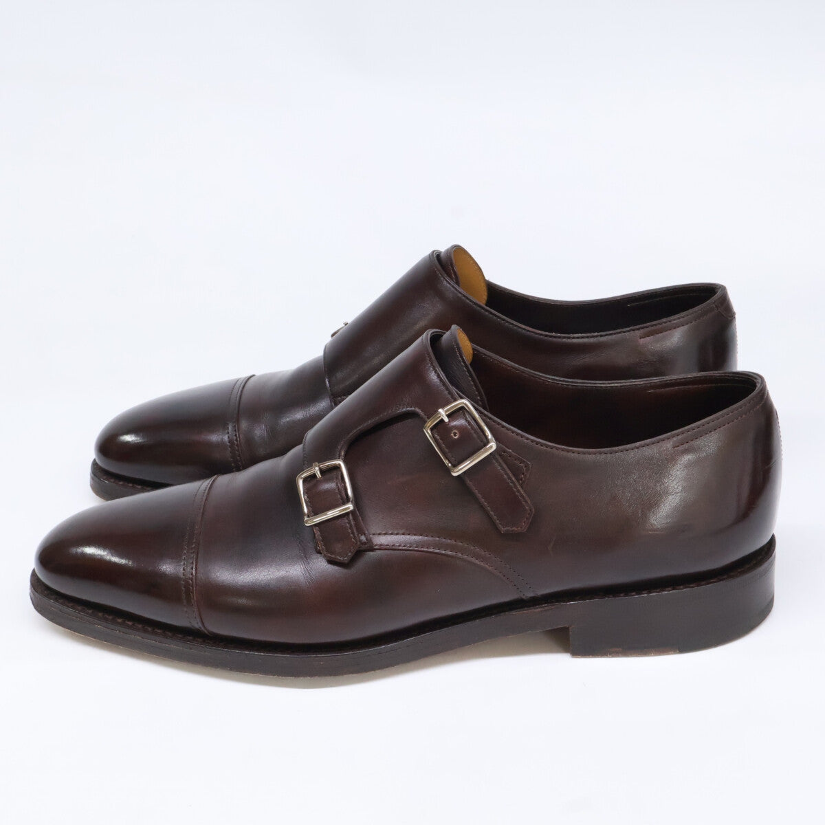 JOHNLOBB William Leather Double Monk Shoes Brown Size UK 9