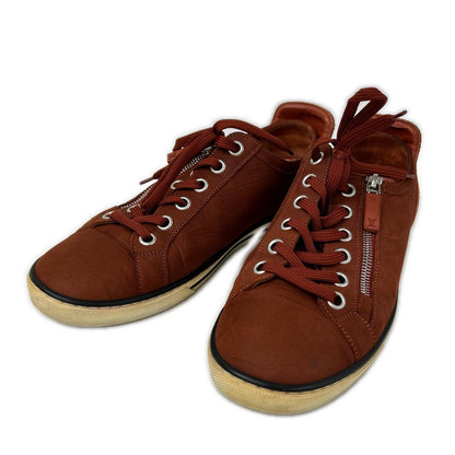LOUIS VUITTON Damier Side-Zip Low-Cut Sneakers Red Size 6