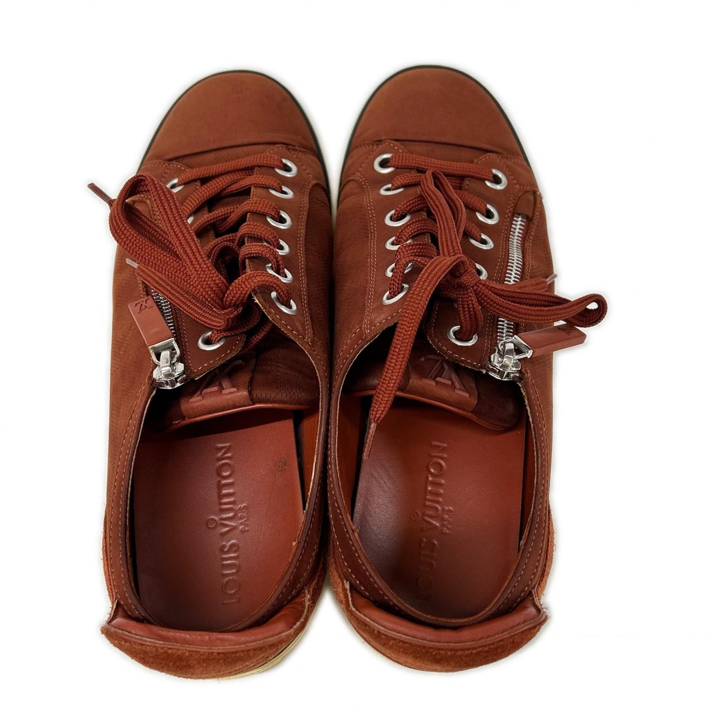 LOUIS VUITTON Damier Side-Zip Low-Cut Sneakers Red Size 6