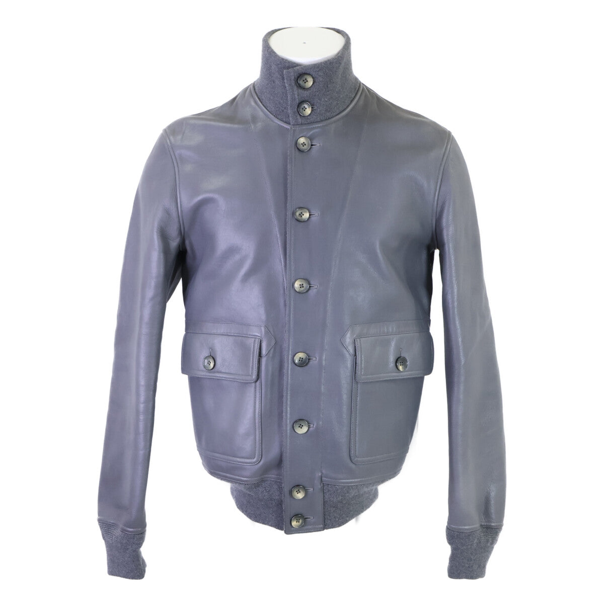 LOUIS VUITTON Reversible Leather Jacket Gray Size 46