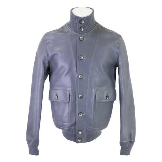 LOUIS VUITTON Reversible Leather Jacket Gray Size 46