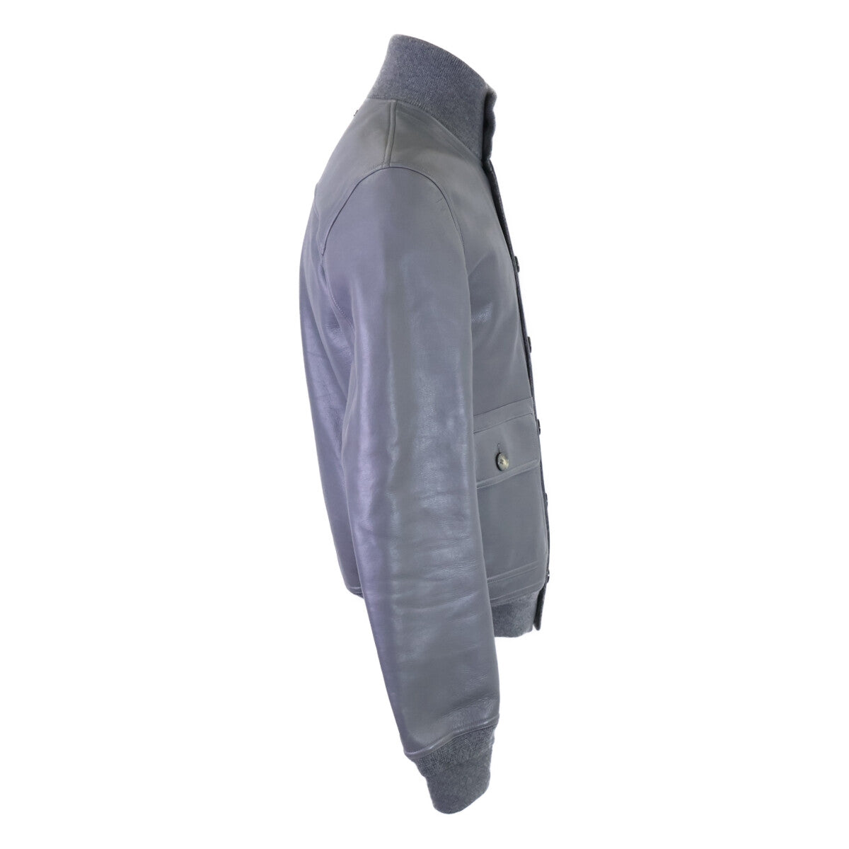 LOUIS VUITTON Reversible Leather Jacket Gray Size 46