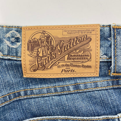 LOUIS VUITTON 07 Monogram Leather Patch Denim Size 46