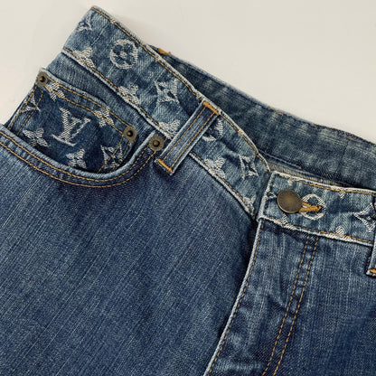 LOUIS VUITTON 07 Monogram Leather Patch Denim Size 46